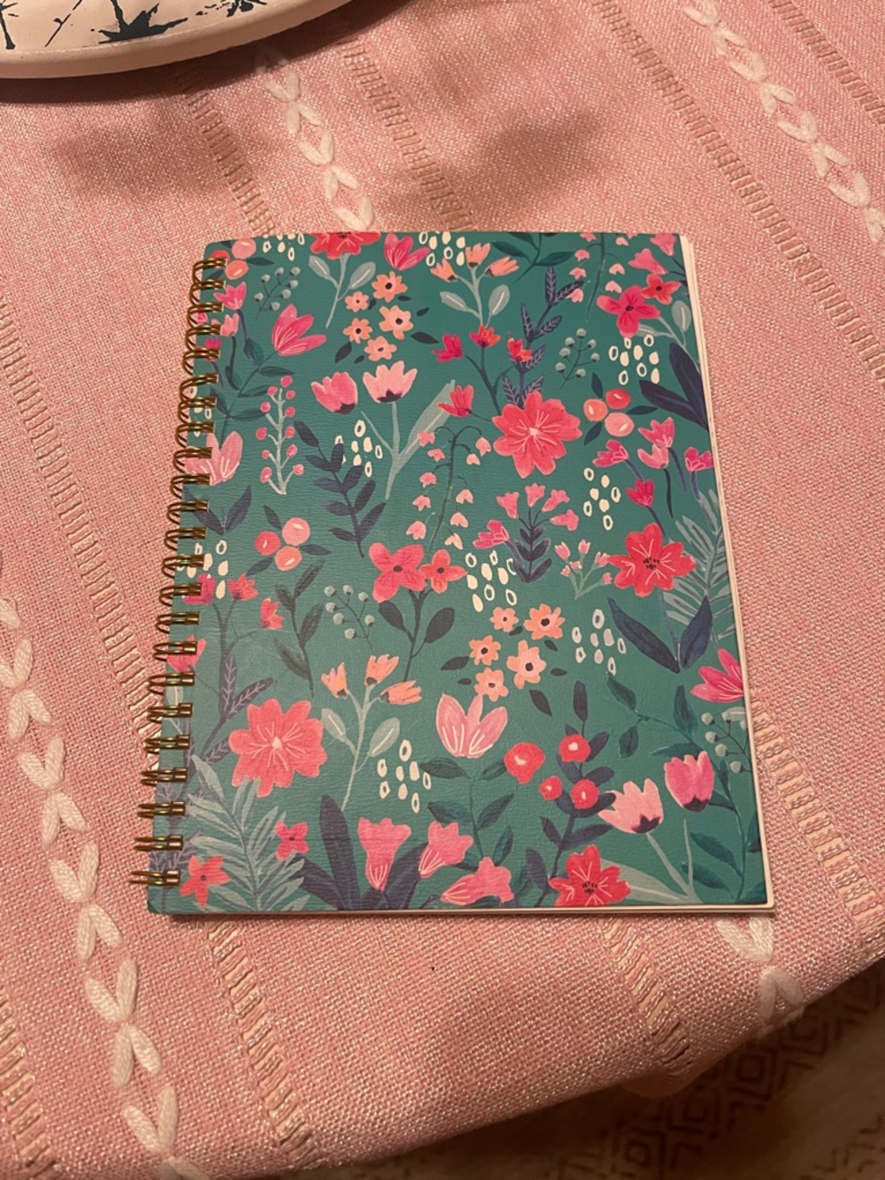 New Floral Spiral Notebook in Teal and Pink